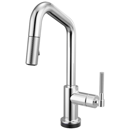 Brizo Litze Smarttouch Pull-Down Prep Faucet with Angle Spout, Knurled Handle Chrome 64963LF-PC