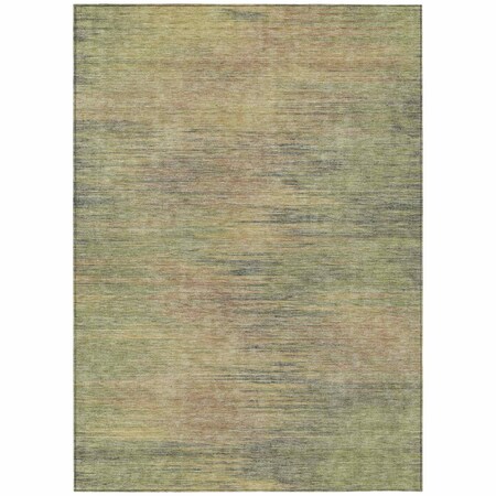 Homeroots 5' X 8' Artichoke Green Fern Green And Gold Abstract Washable Indoor Outdoor Area Rug 587189