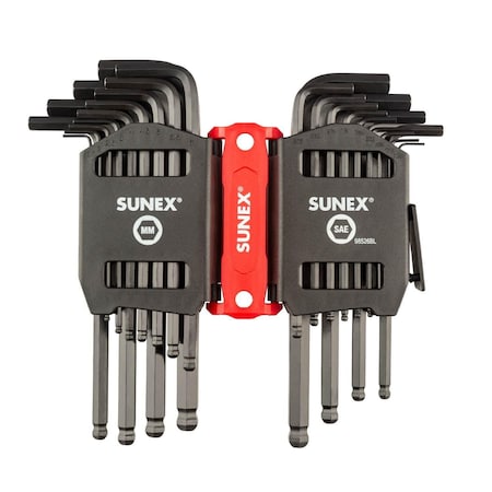 Sunex Sae/Metric 26 Piece Ball End Long Arm Hex Key Set, 2Mm-10Mm, 0.05 in-3/8 in 98526BL