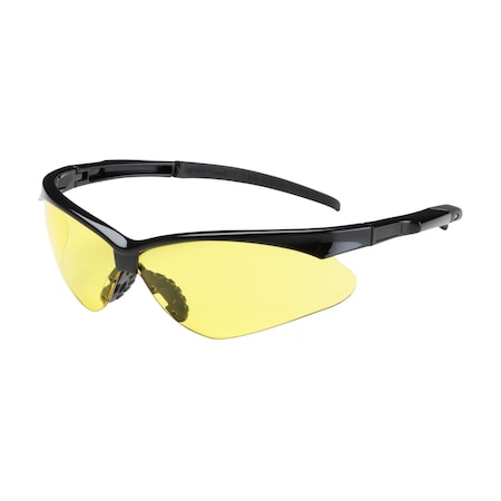 Bouton Optical Semi-Rimless Safety Glasses with Black Frame, Amber Lens and Anti-Scratch Coating 250-28-0009