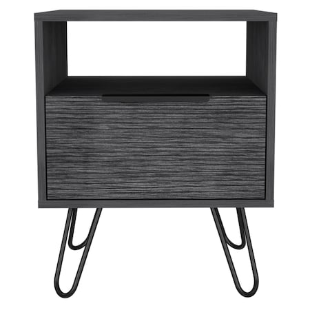 Homeroots 22" Gray Faux Wood Nightstand With Storage 478274