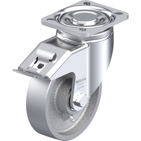Zoro Select Plate Caster, Swivel, Metal, 6 1/2"H LH-G 125K-1-FI