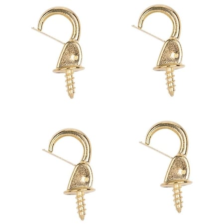 Prosource Cup Hook, 7/16 in Thread, 33 mm L, Zinc Alloy, Polished Brass PH-122240-PS