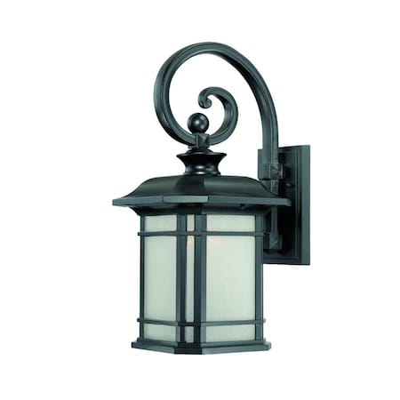 Homeroots XL Matte Black Frosted Linen Glass Lantern Wall Light 398628