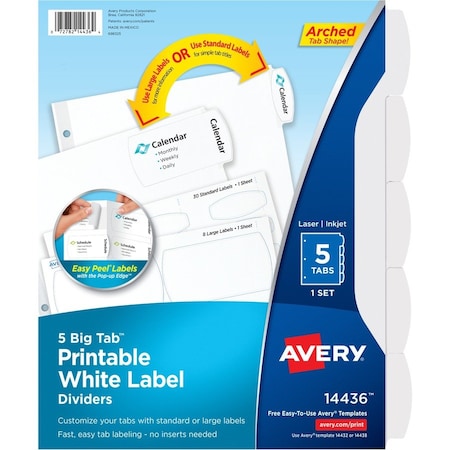Avery Big Tab Printable Label Dividers, Easy P 14436