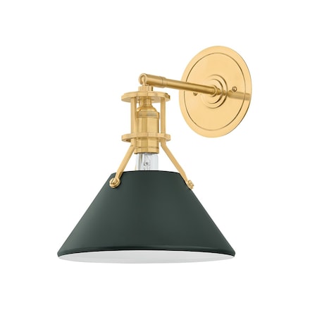 Hudson Valley Lighting Painted No. 2 Wall Sconce in Aged Brass/Soft Studio Green by Mark D. Sikes MDS350-AGB/SSG