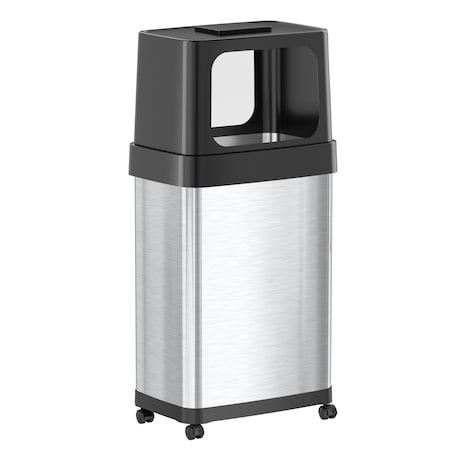 Hls Commercial 18 gal Rectangular Trash Can, Silver, 16.7" Dia, Dual Side Entry, Stainless Steel HLS18DPO
