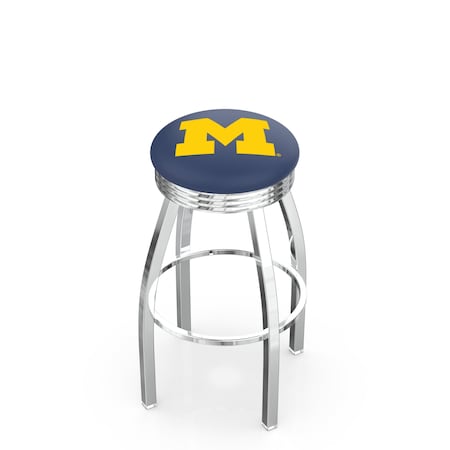 Holland Bar Stool Co 25" Chrome Michigan Swivel Bar Stool, Accent Ring L8C3C25MichUn