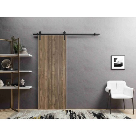 Sartodoors Sliding Barn Door with Hardware, Planum 0010 Walnut, 6.6FT Rail Hangers Sturdy Set, Modern Solid Pa PLANUM0010BD-B-WLN-18