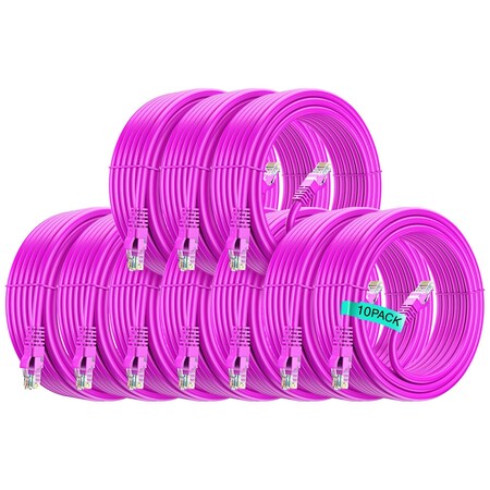 Maximm Cat6 Ethernet Cable 25ft 10Gbps 550MHz UTP, 10PK, Pink, 10PK CAT625FT10PKPink