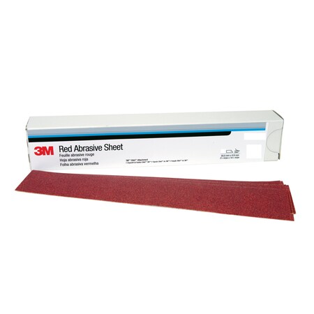 3M 3M Red Abrasive Sheet, 01679, P80, 2-3/4 in x 16 1/2 in, 5PK 316U