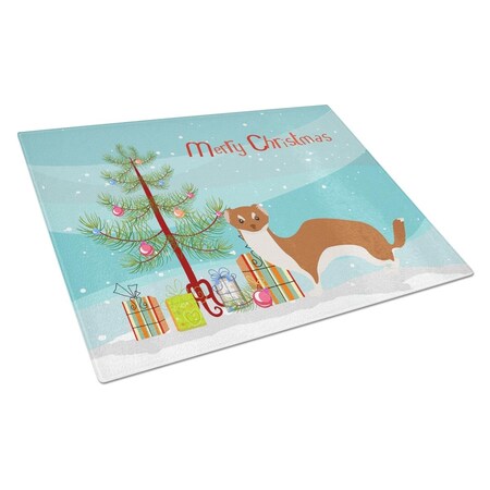Carolines Treasures Weasel Christmas Glass Cutting Board - Large BB9237LCB