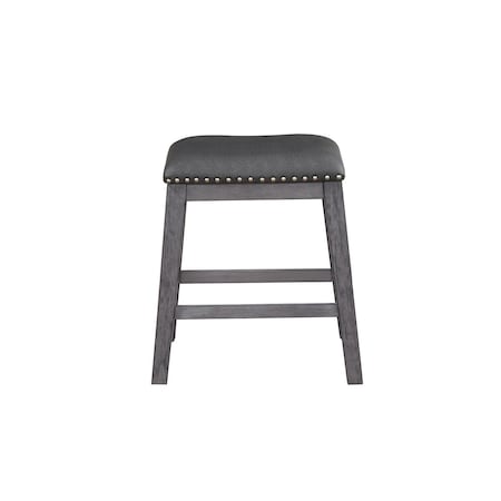Home Elegance 24.5 x 16.5 x 21.5 in. Timbre Counter Height Stool with Nailheads - Black & Gray - Set of 2 5603-24
