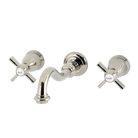 Kingston Brass Double-Handle Wall Mount Bathroom Faucet, Polished Nickel KS3126ZX