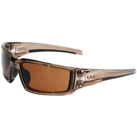 Uvex Full Frame Safety Glasses w/Smoke Brown Frame, Espresso Lens w/Hydroshield Anti-Fog Coating S2961HS