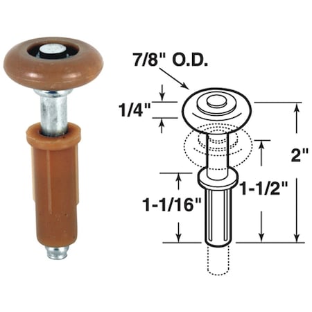 Prime-Line Steel Shaft Bifold Door Top Roller Guide, 2 Count N 6953