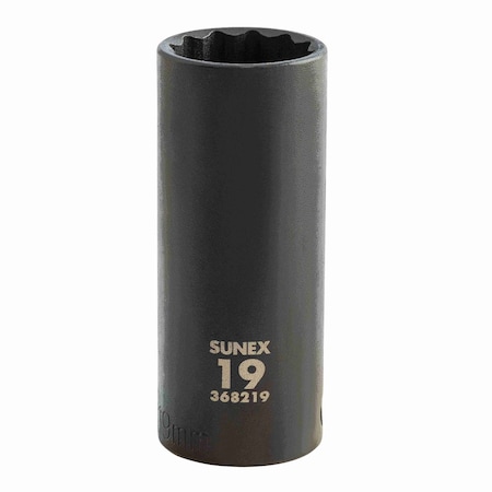 Sunex 3/8 in Drive 19Mm 12-Point Deep Impact Socket 368219