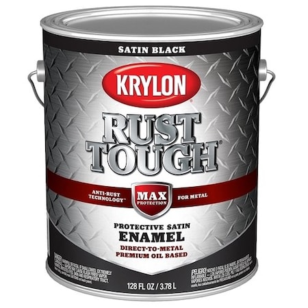 Krylon Rust Tough Oil-Based Satin Rust Control Enamel, Black, 1 Gal. K09733008