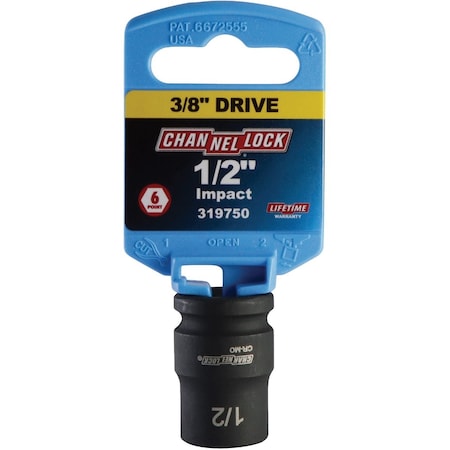 Channellock 3/8'' Drive 1/2'' 6-Point Shallow Standard Impact Socket S1815800112112001