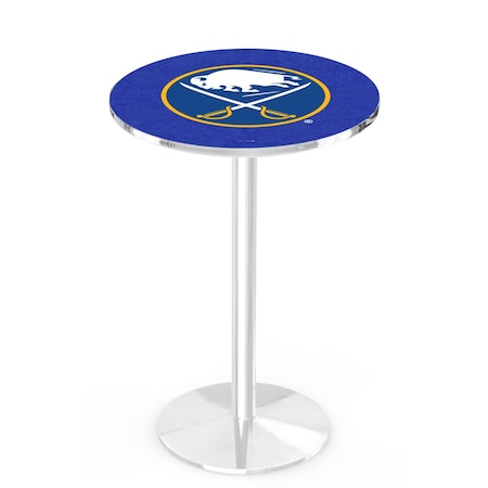 Holland Bar Stool Co 36" Chrome Buffalo Sabres Pub Table, 36" dia. Top L214C3636BufSab