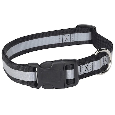 Guardian Gear Dog Collar, 10 to 16 in L Collar, 5/8 in W Collar, Nylon, Black, Reflective Taping ZA984 10 17