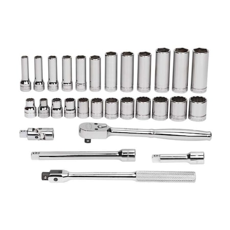 Williams 3/8" Drive Crowfoot Wrench Set, 3/8" D, 29pcs., SAE, 29 pcs, Open End JHWMSB-29F