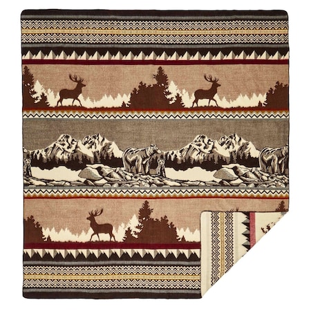 Homeroots Ultra Soft Bear And Deer Lodge Handmade Blanket 392092