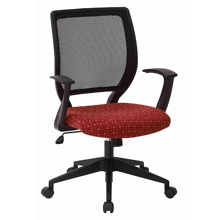 Office Star Products EM Series Screen Back Task Chair with "T" Arms, Fine Tune Ruby EM51022N-K114