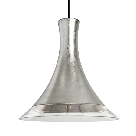 Besa Lighting Rio Cord Pendant, Silver Foil/Clear, Black Finish, 1x9W LED 1JT-RIOSF-LED-BK