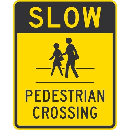 Lyle Slow (Sym) Pedestrian Crossing, 24x30, Non-Reflective, Yellow G-14227-NA_24x30