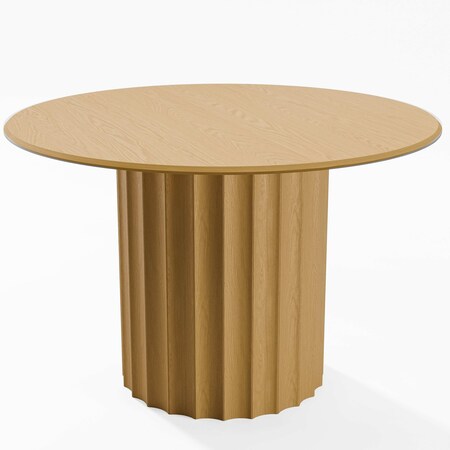 Homeroots 46" Brown Solid Wood Pedestal Base Round Top Dining Table 720997