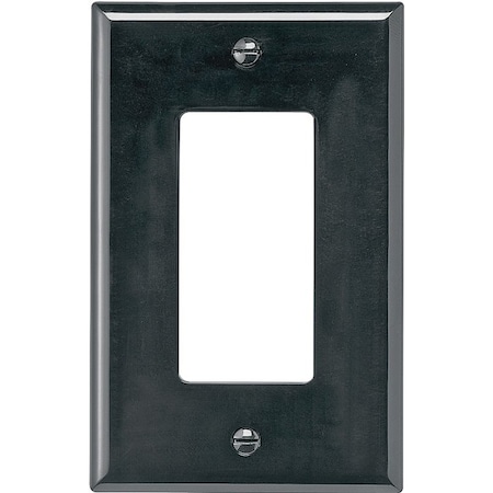 Eaton Wiring Devices Wallplate, 4-7/8 in L, 3-1/8 in W, 1 -Gang, Polycarbonate, Black, High-Gloss PJ26BK