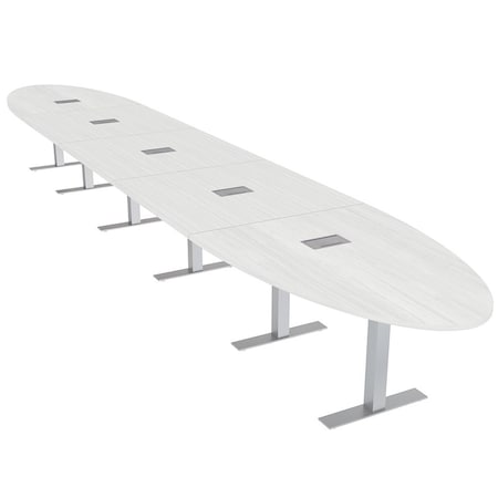 Skutchi Designs 20 Person Conference Table With Power Unit | 22' Oval Table | Harmony Series HAR-OVL-48X264-T-WA7976-ESIL