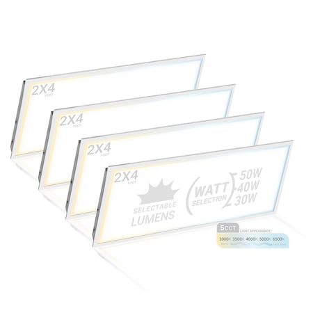 Nuwatt 2x4 LED Drop Ceiling Lights Square Backlit Flat Panel, 5000K Daylight, 500LM, 4PK NW-BL-2X4-50W-50K-4P