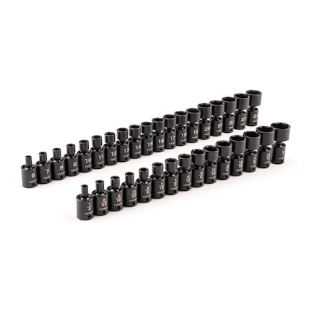 Tekton 3/8 in Drive Flex Impact Socket Set, Metric, SAE, 34 pcs SID97005