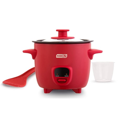 Dash Mini 16 Ounce Rice Cooker in Red with Keep Warm Setting DRCM200GBRD04