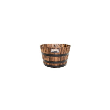 Real Wood Products Co Whiskey Barrel Planter, Acacia Wood Burnt G3056