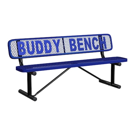 Leisure Craft 6' Personalized Standard Buddy Bench Bench With Back, Expanded Metal, Portable, Navy PB6WBP-NAVY