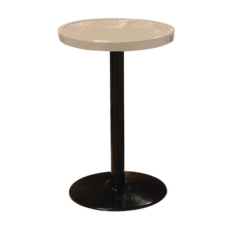 Leisure Craft 24" Round Perforated Pedestal Table, Portable, 40"H, Sandstone 24TAB40-SANDSTONE
