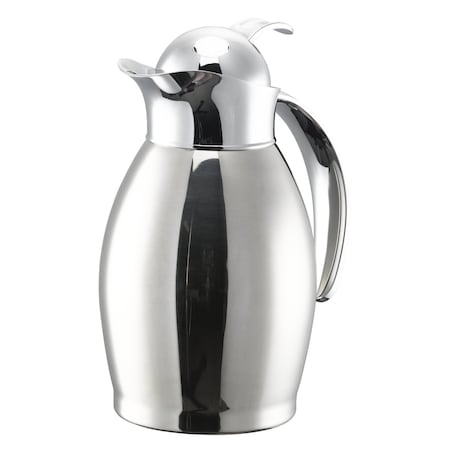 Service Ideas Nicollet Series 0.6-Liter Stainless Vacuum Insulated Carafe, Push Button Lid in Polished Stainless NIC06PSPB