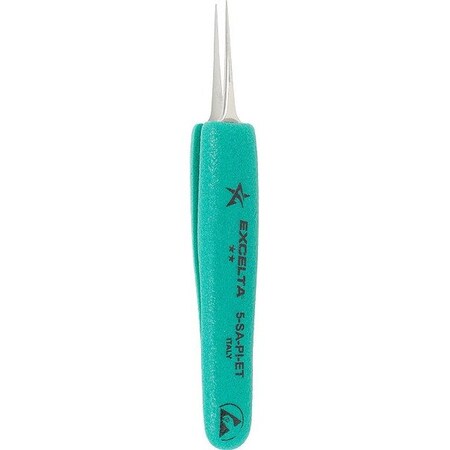Excelta Tweezers, SS, 4 3/4" L, Straight, Point 5-SA-PI-ET