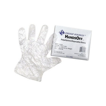 Hands Off Disposable Gloves, Poly, L, Clear HA11747