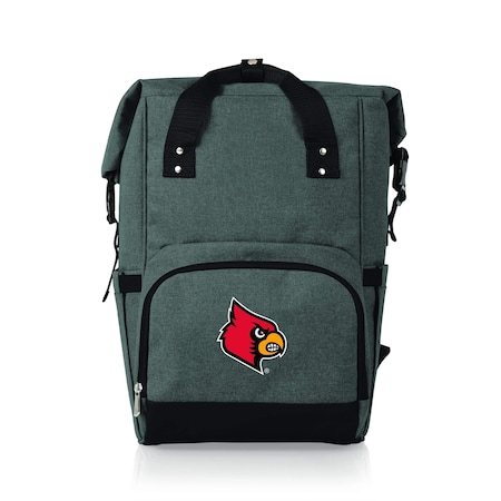 Picnic Time Family Of Brands NCAA Louisville Cardinals On The Go Roll-Top Backpack CoolerHeathered Gray 616-00-105-306-0