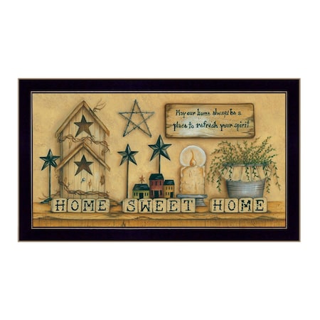 Homeroots Home Sweet Home 6 Black Framed Print Wall Art 405305