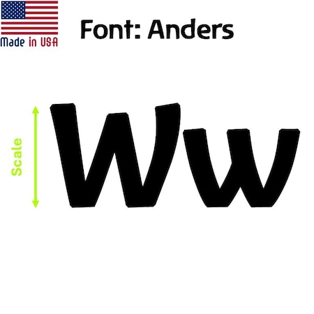 Aacc Self-Adhesive Vinyl Letter: W, Scale: 14 cm. Color: Black Font: Anders by, 4PK AACC-Anders-UW-Black-M14x4