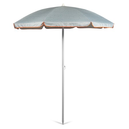 Picnic Time Family Of Brands 5.5 Ft. Portable Beach Umbrella, Wave Break Gray Pattern 822-00-332-000-0