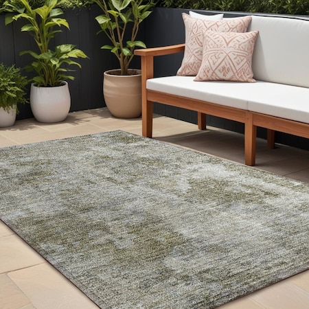 Homeroots 8' X 10' Green Abstract Washable Indoor Outdoor Area Rug 564230