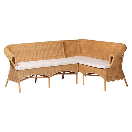 Bali & Pari Tamara Bohemian Light Honey Rattan 2-Piece Dining Nook Bench Set 258-14182-14183-ZORO