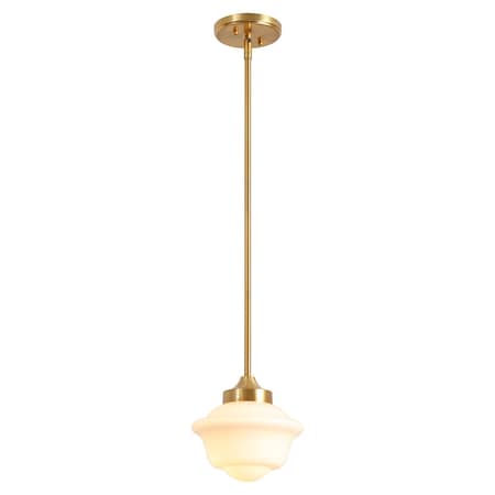 Jonathan Y Kurtz 7.2" Adjustable Drop Metal/Glass LED Pendant, Brass Gold JYL3516A