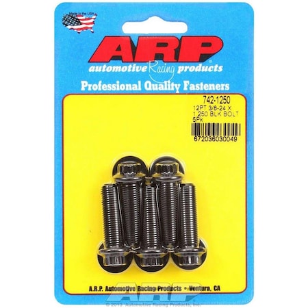 Arp 742-1250 0.38-24 x 1.25 in. 12 Point Chromoly Steel Bolt Kit, 5PK ARP742-1250